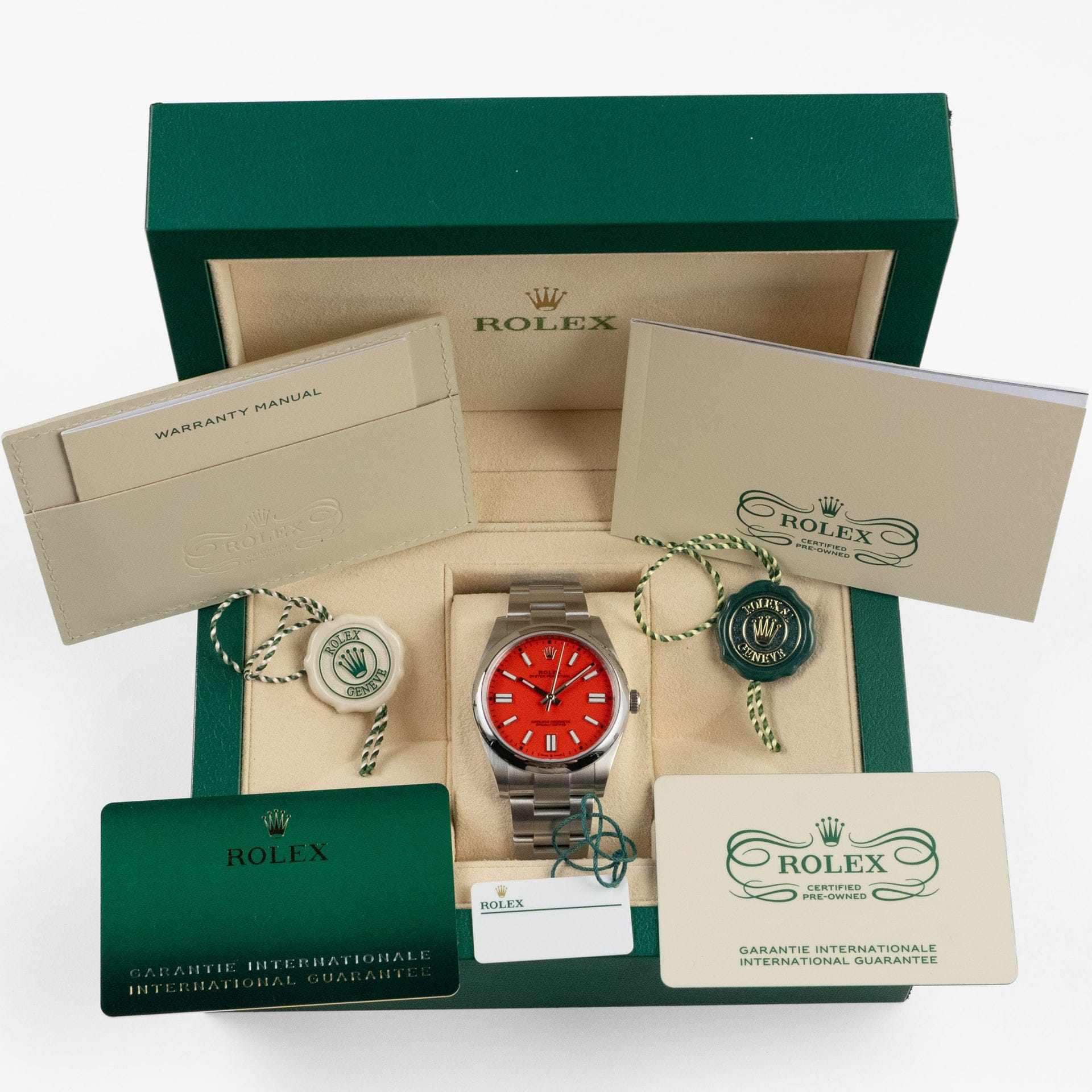 Rolex Oyster Perpetual 41 124300 Stainless Steel Coral Red Dial (2021)