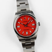 Rolex Oyster Perpetual 41 124300 Stainless Steel Coral Red Dial (2021)