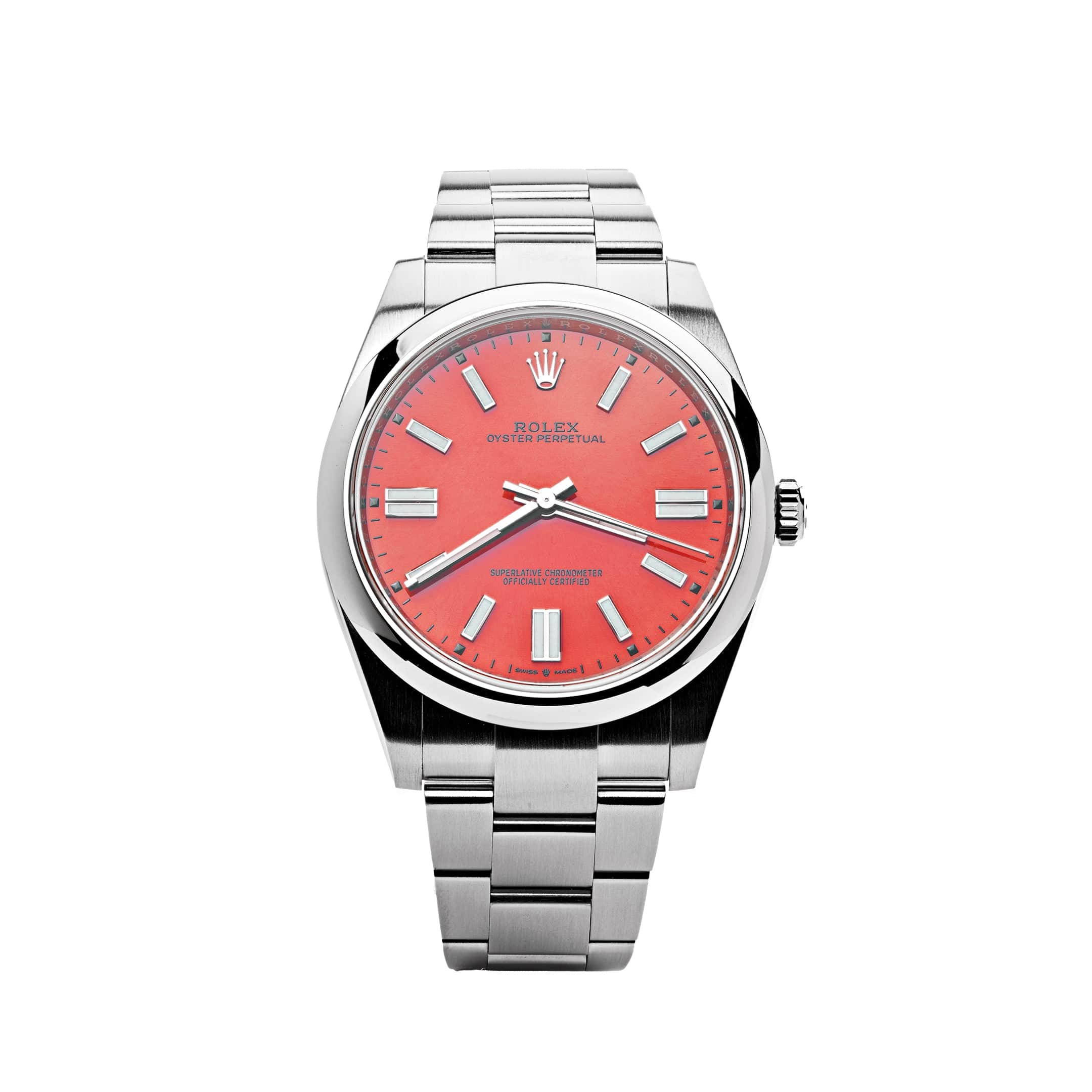 Rolex Oyster Perpetual 41mm Domed Bezel Red Dial 124300 Wrist Aficionado