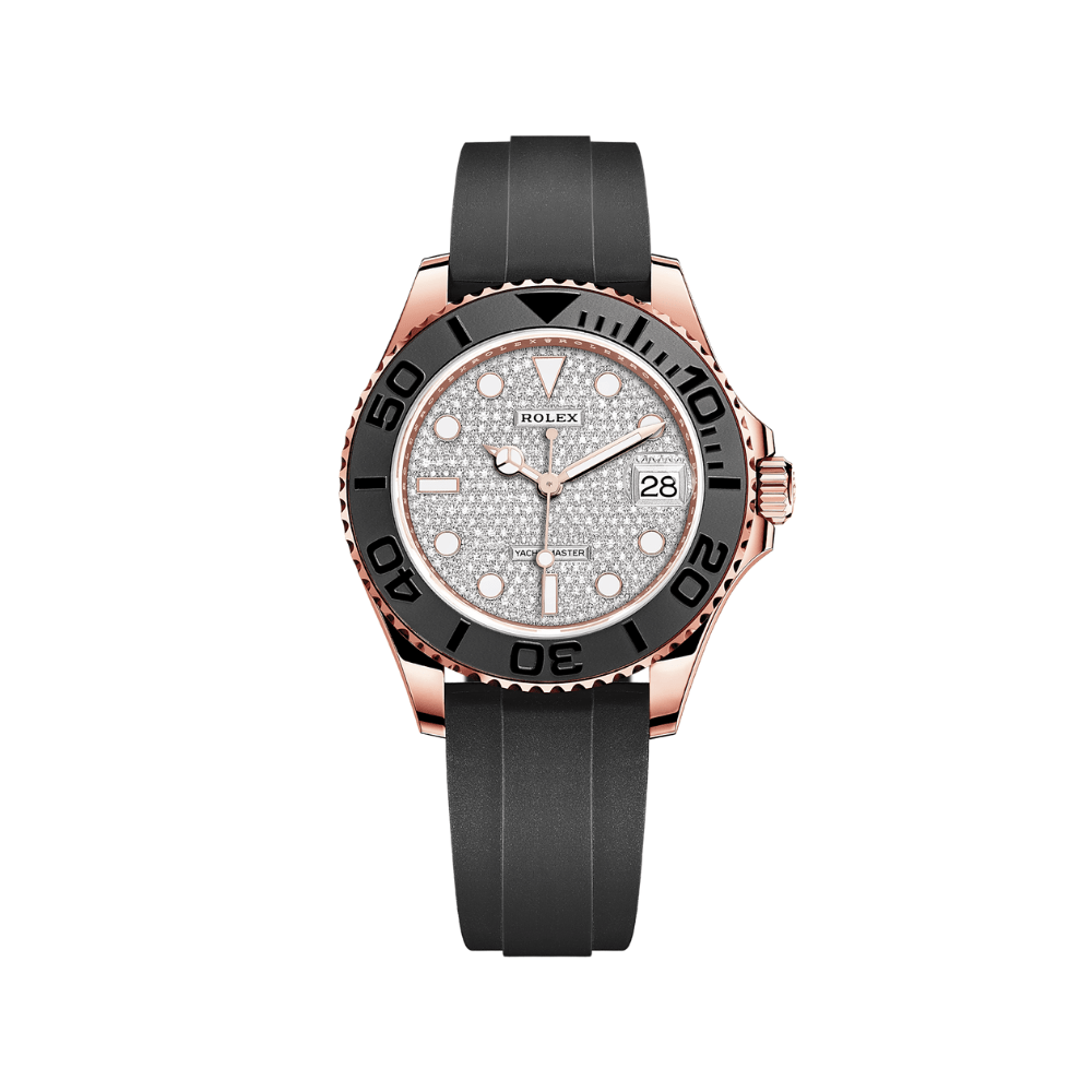 Luxury Watch Rolex Yacht Master 37mm Rose Gold Diamond Dial 268655 wrist aficionado