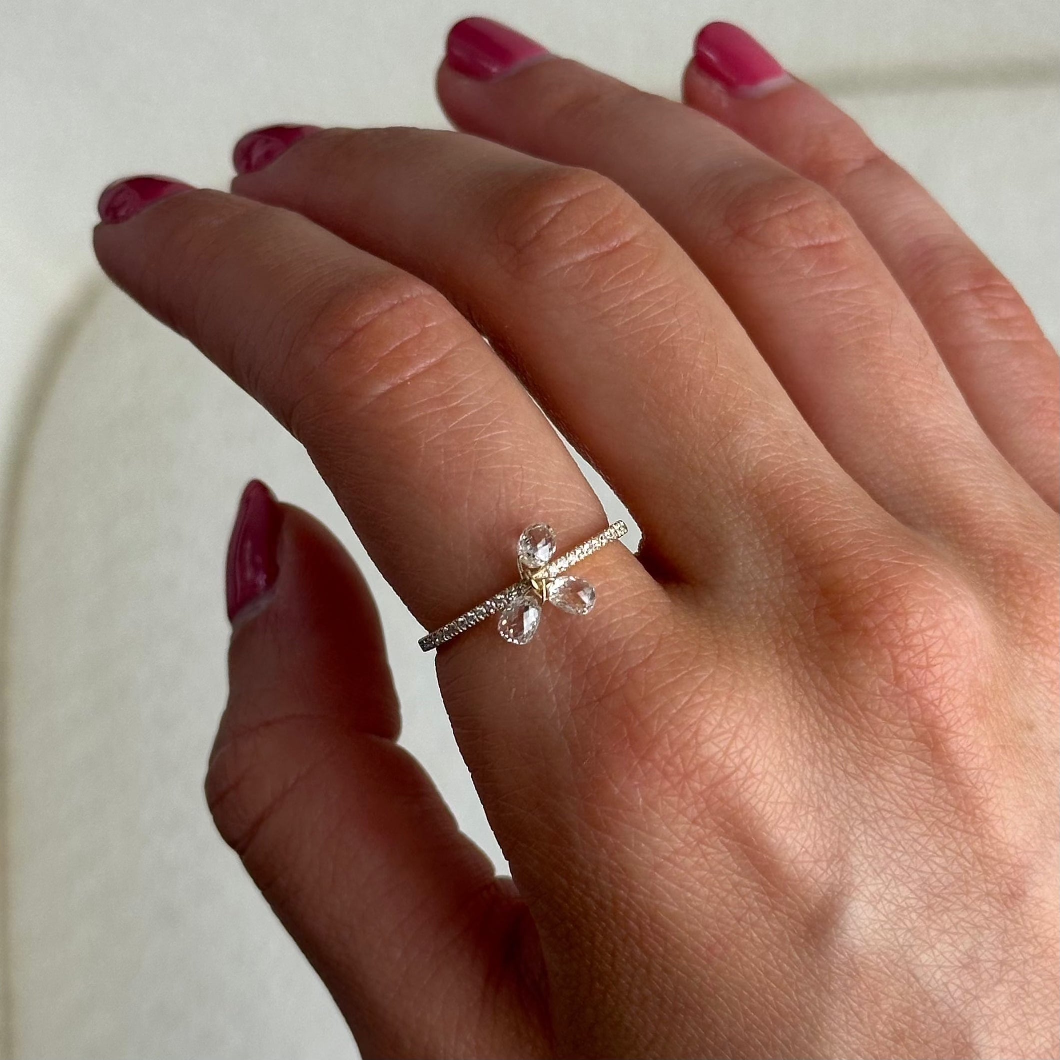 Rose-Cut Dangling Diamond Ring