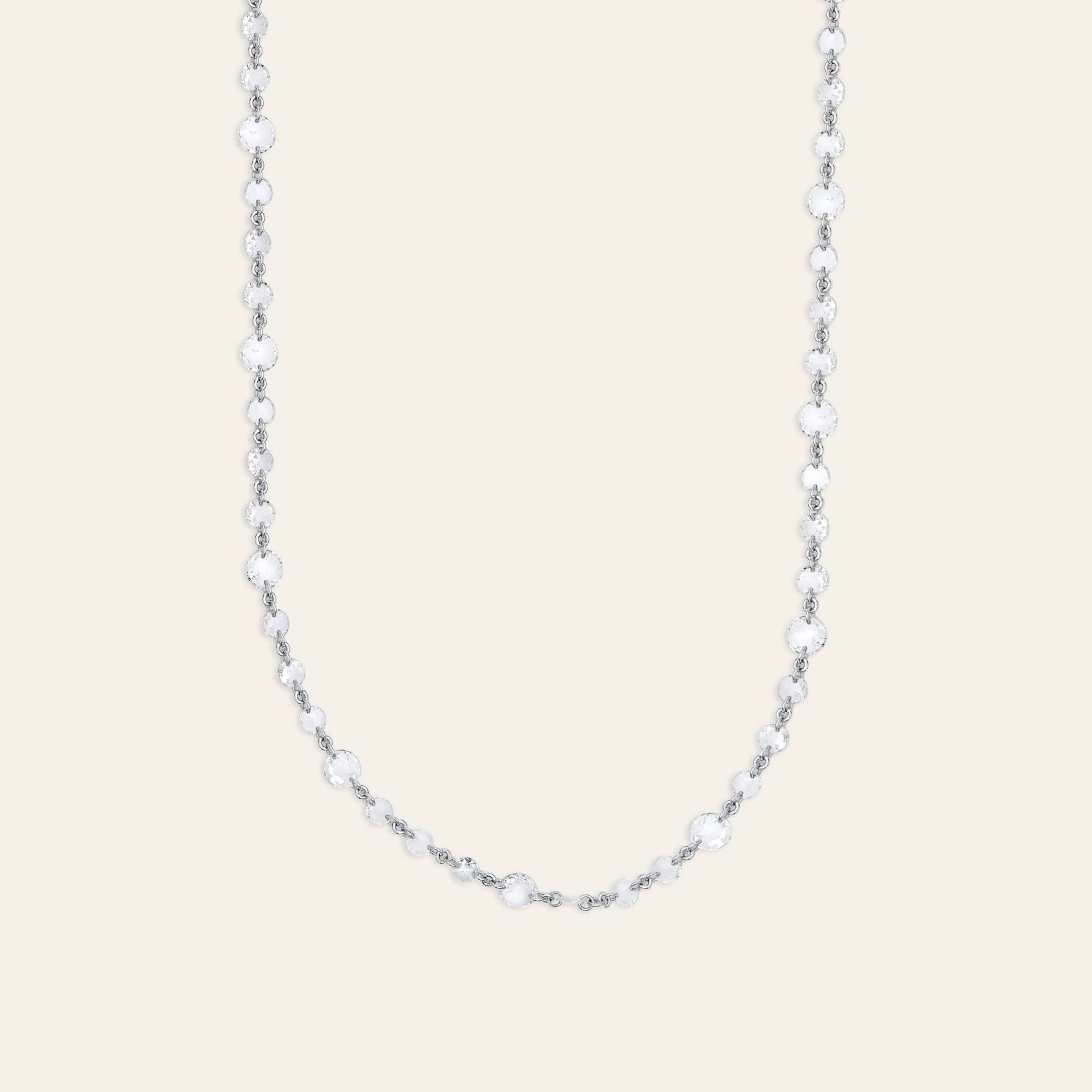 Rose-Cut Diamond and White Gold Chain Necklace