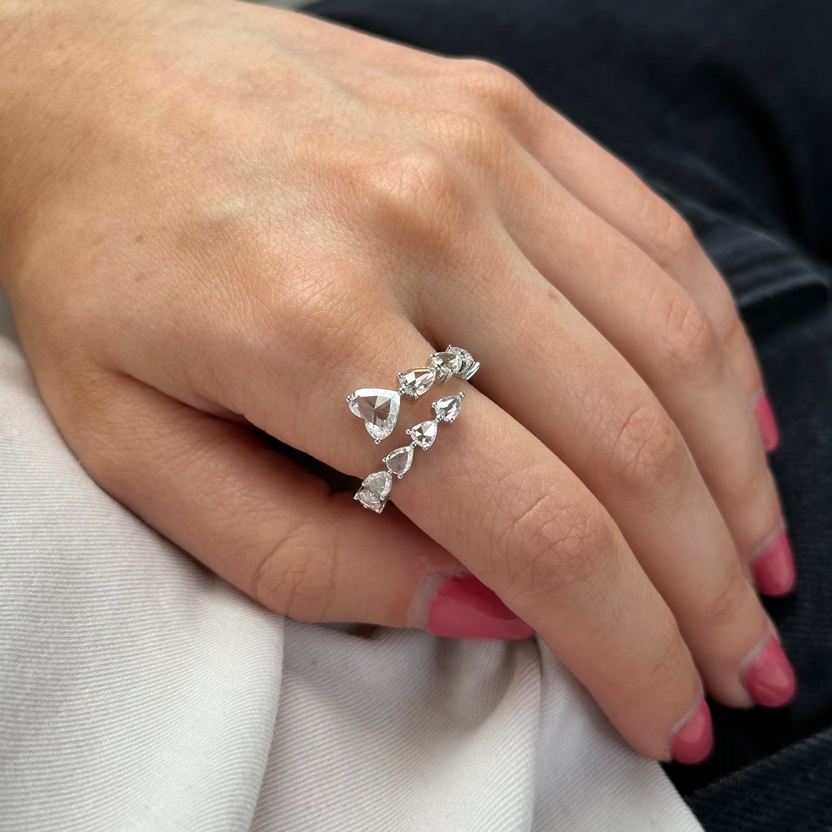 Rose-Cut Diamond Bypass Ring