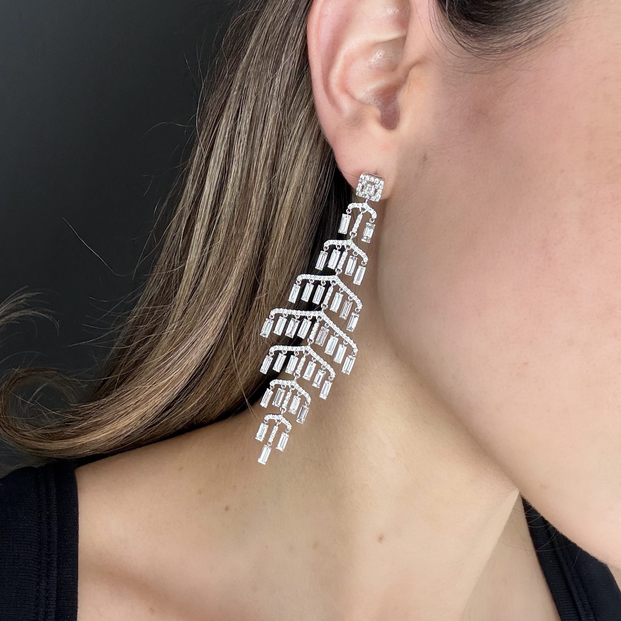Rose-Cut Diamond Cascade Earrings