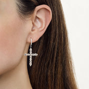Rose-Cut Diamond Cross Earrings