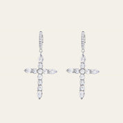 Rose-Cut Diamond Cross Earrings