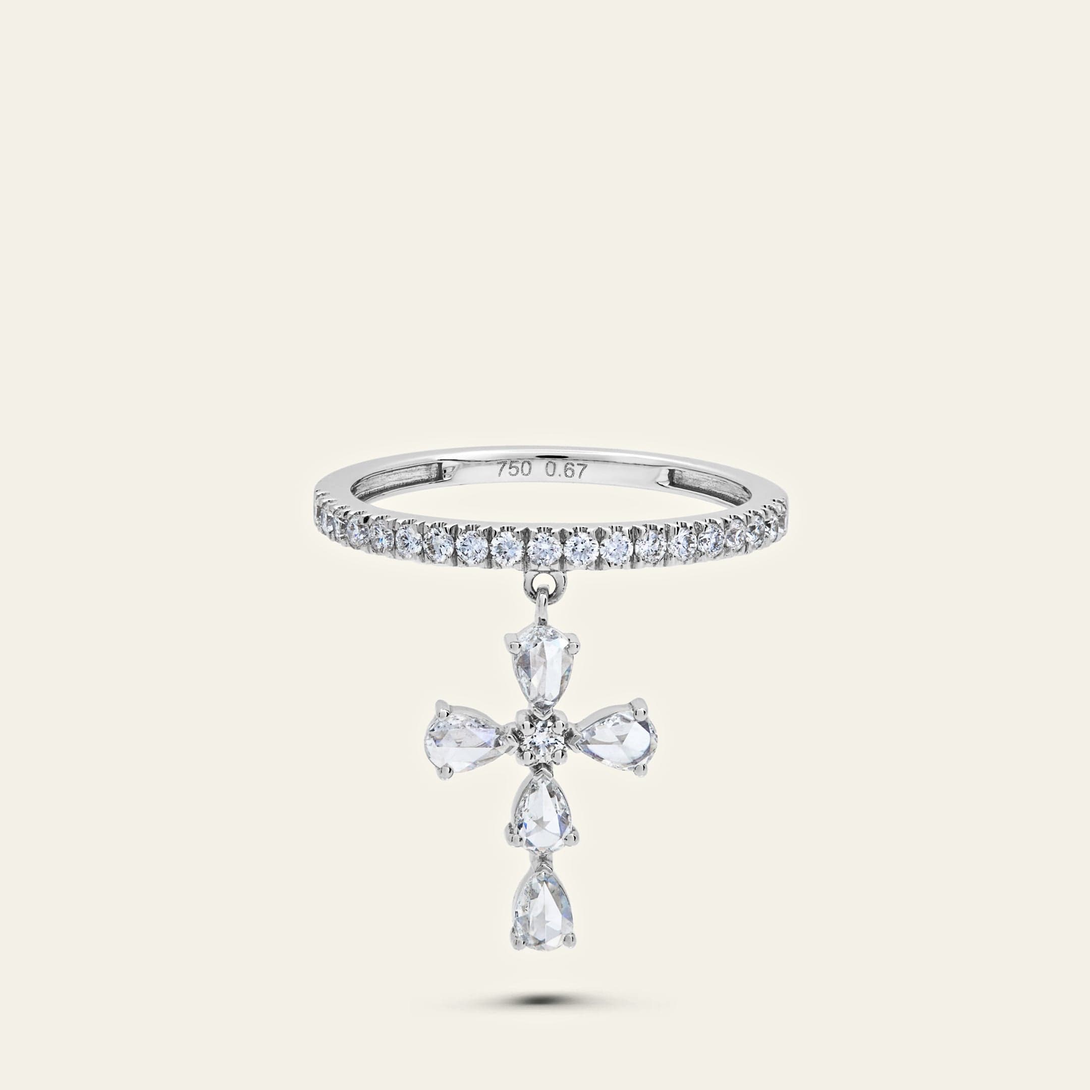Rose-Cut Diamond Cross Ring