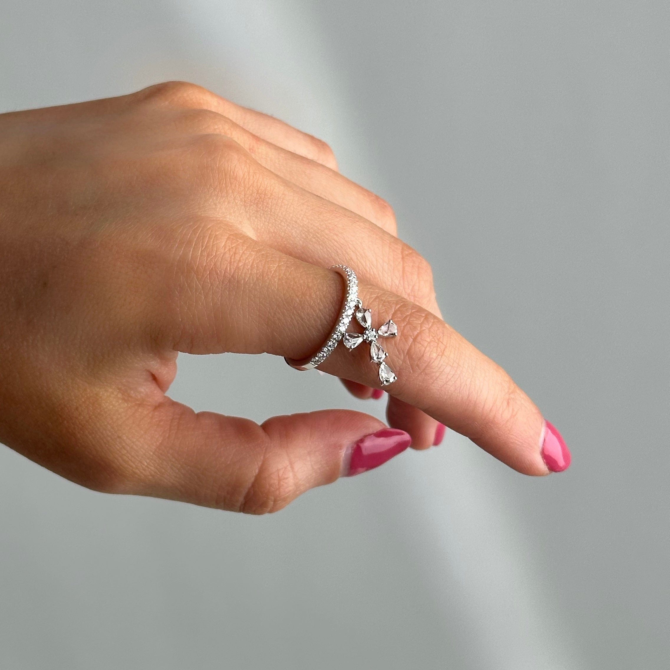 Rose-Cut Diamond Cross Ring