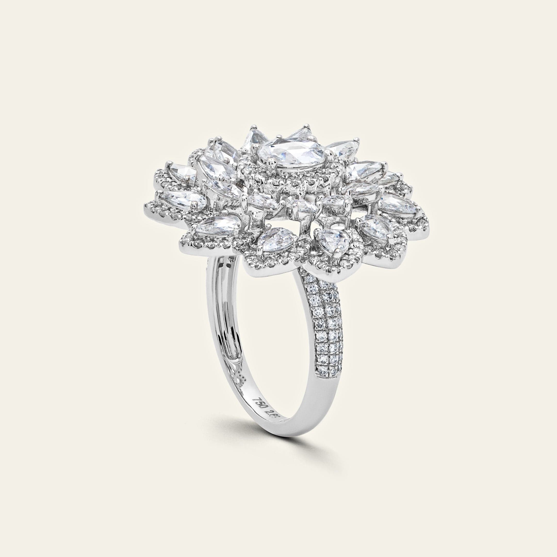 Rose-Cut Diamond Flower Ring