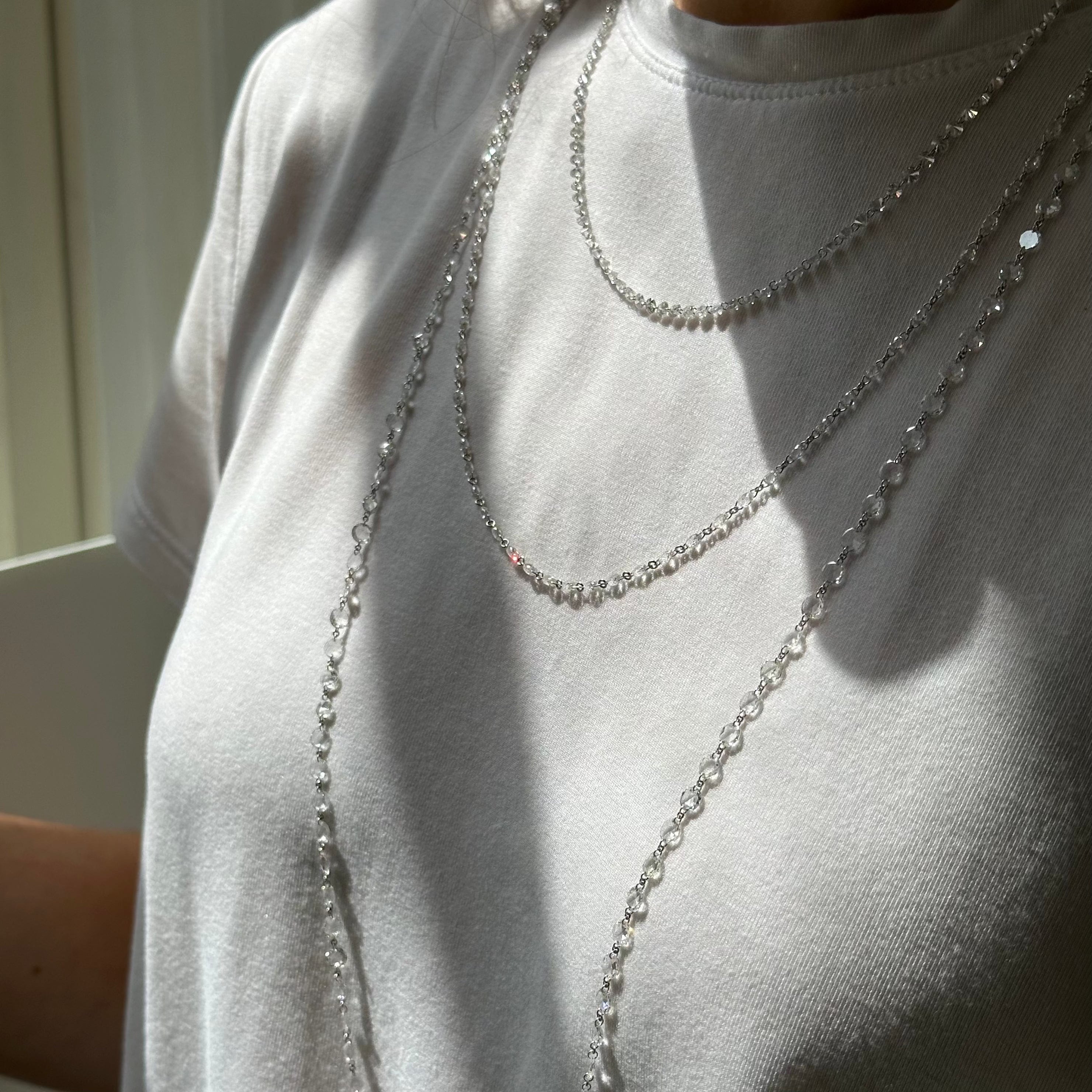 Rose Cut Diamond Layered Necklace