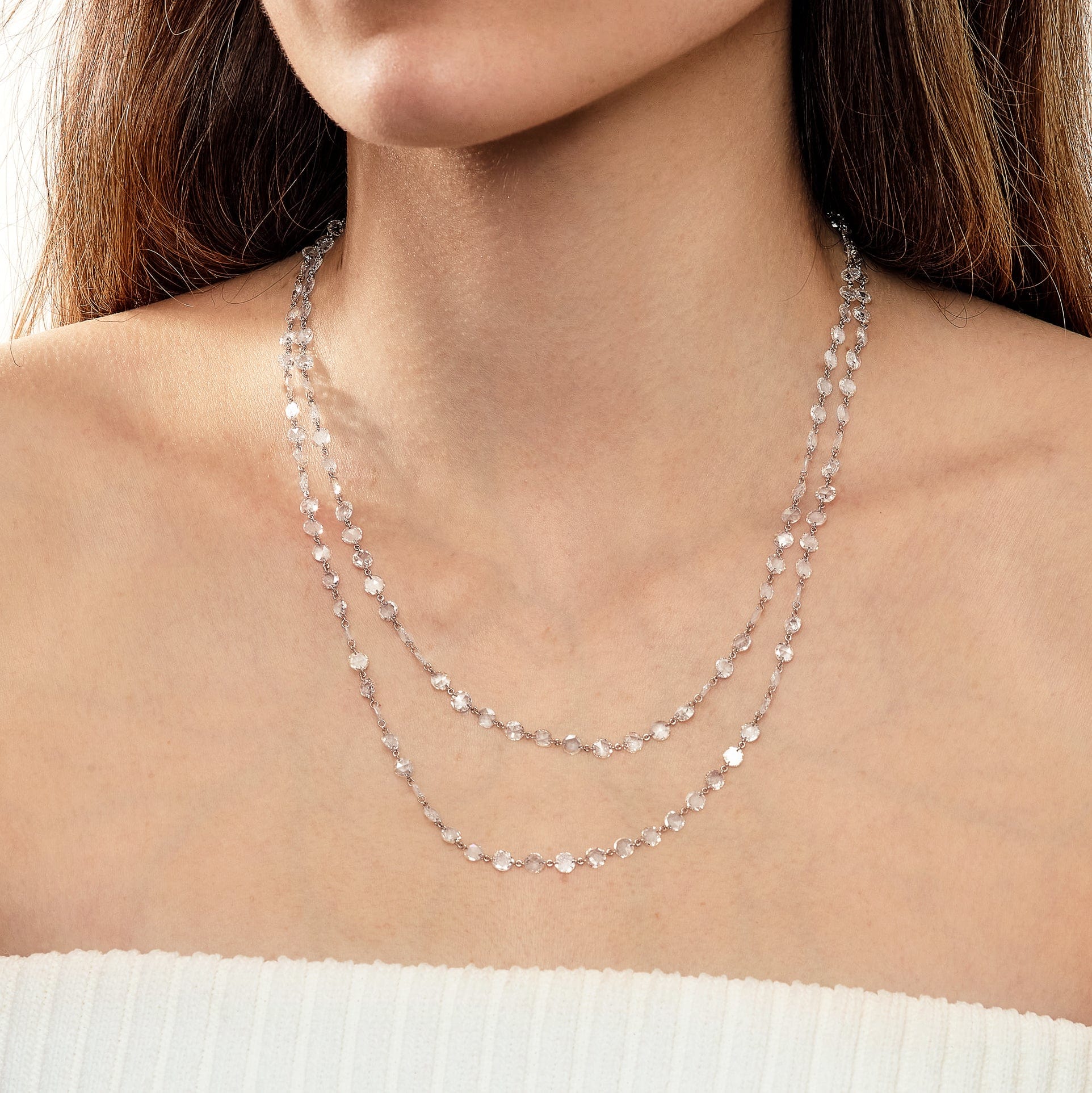 Rose Cut Diamond Layered Necklace