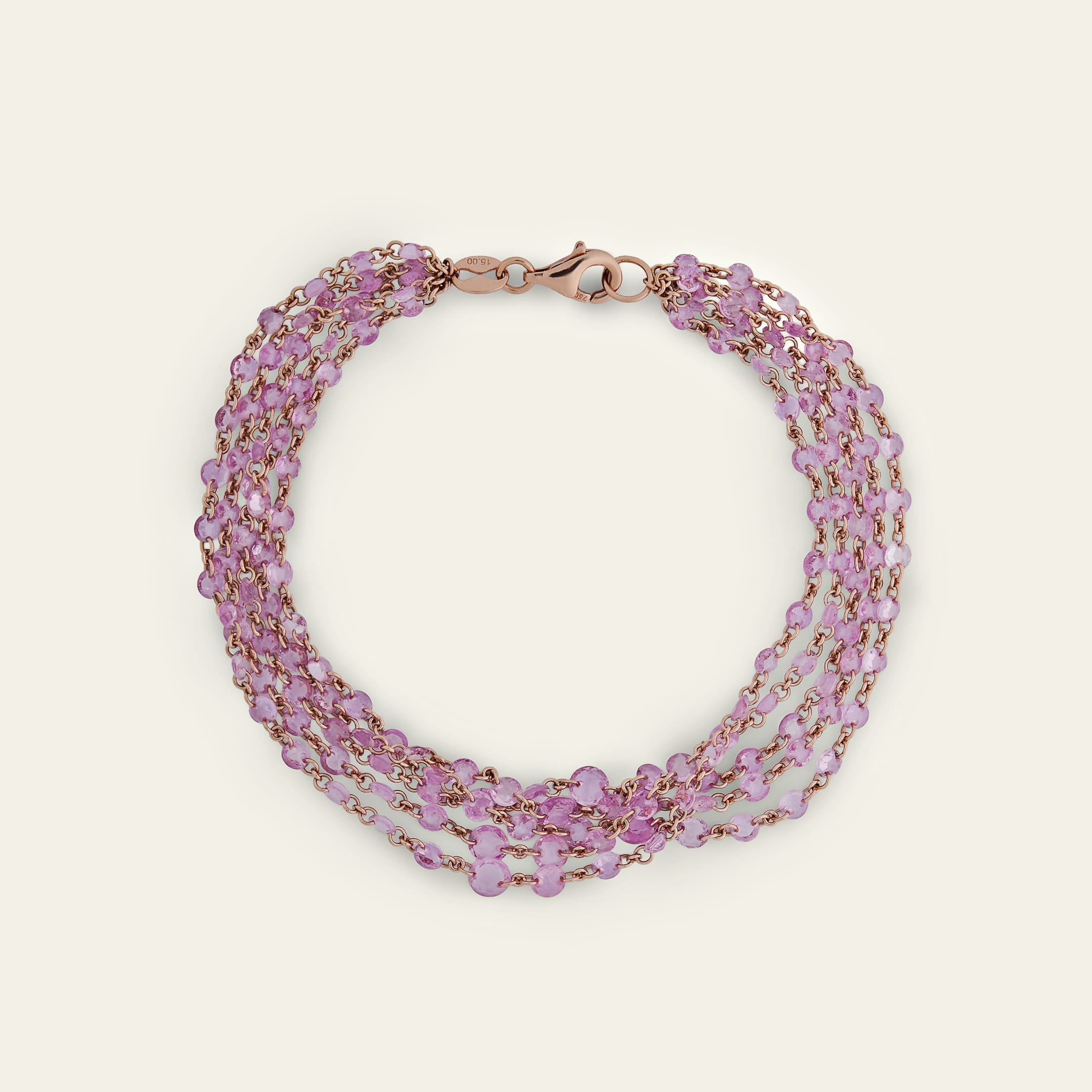 Rose-Cut Pink Sapphire Layered Bracelet