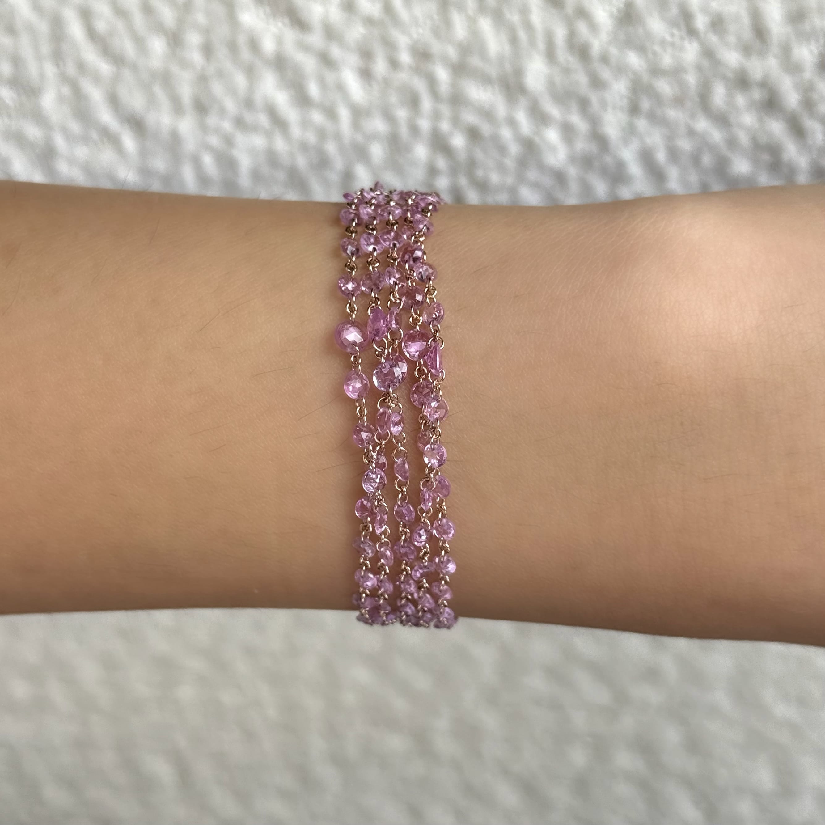 Rose-Cut Pink Sapphire Layered Bracelet