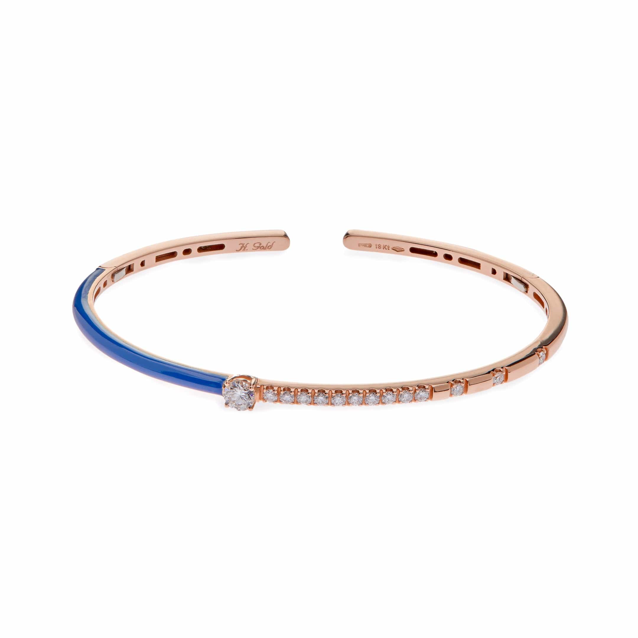 Bracelets Rose Gold Blue Enamel Diamond Cuff Bracelet Wrist Aficionado