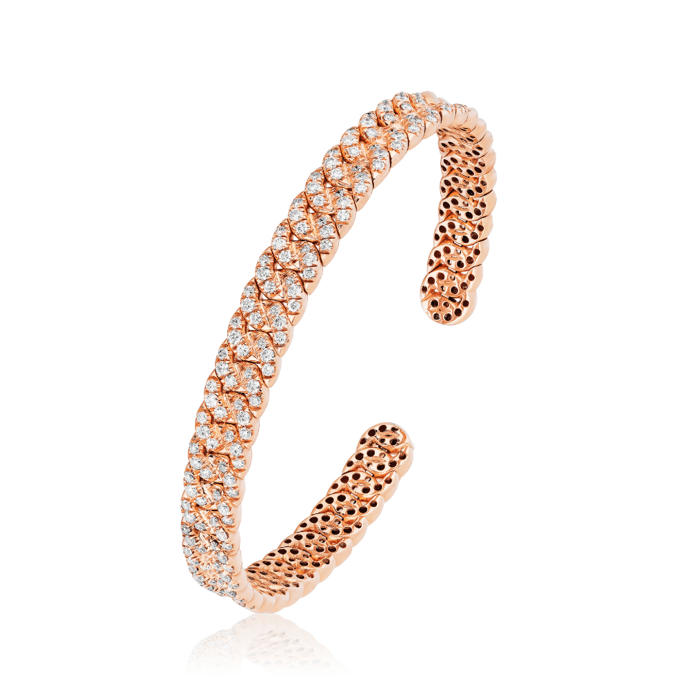 Bracelets Rose Gold Diamond Cuban Link Cuff Wrist Aficionado