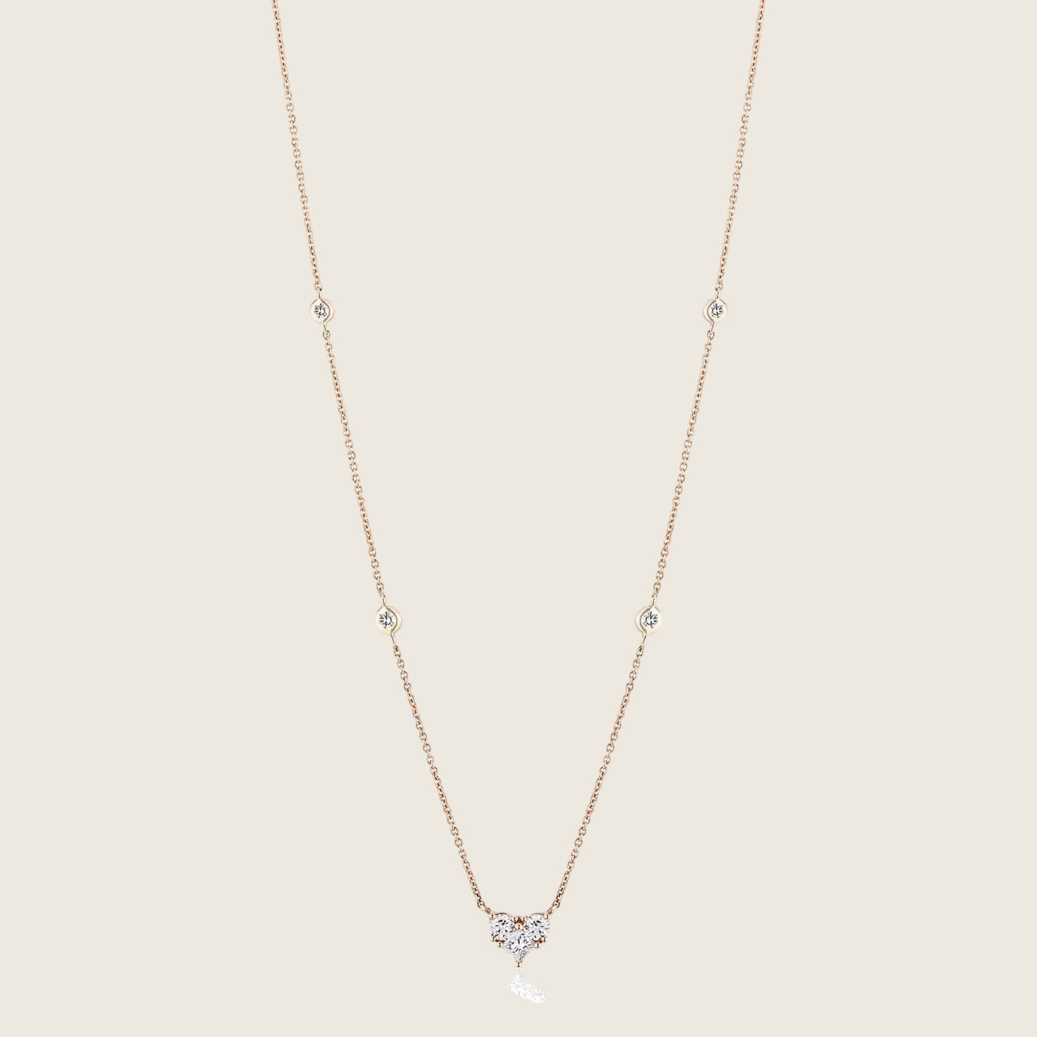 Rose Gold and Diamond Heart Necklace