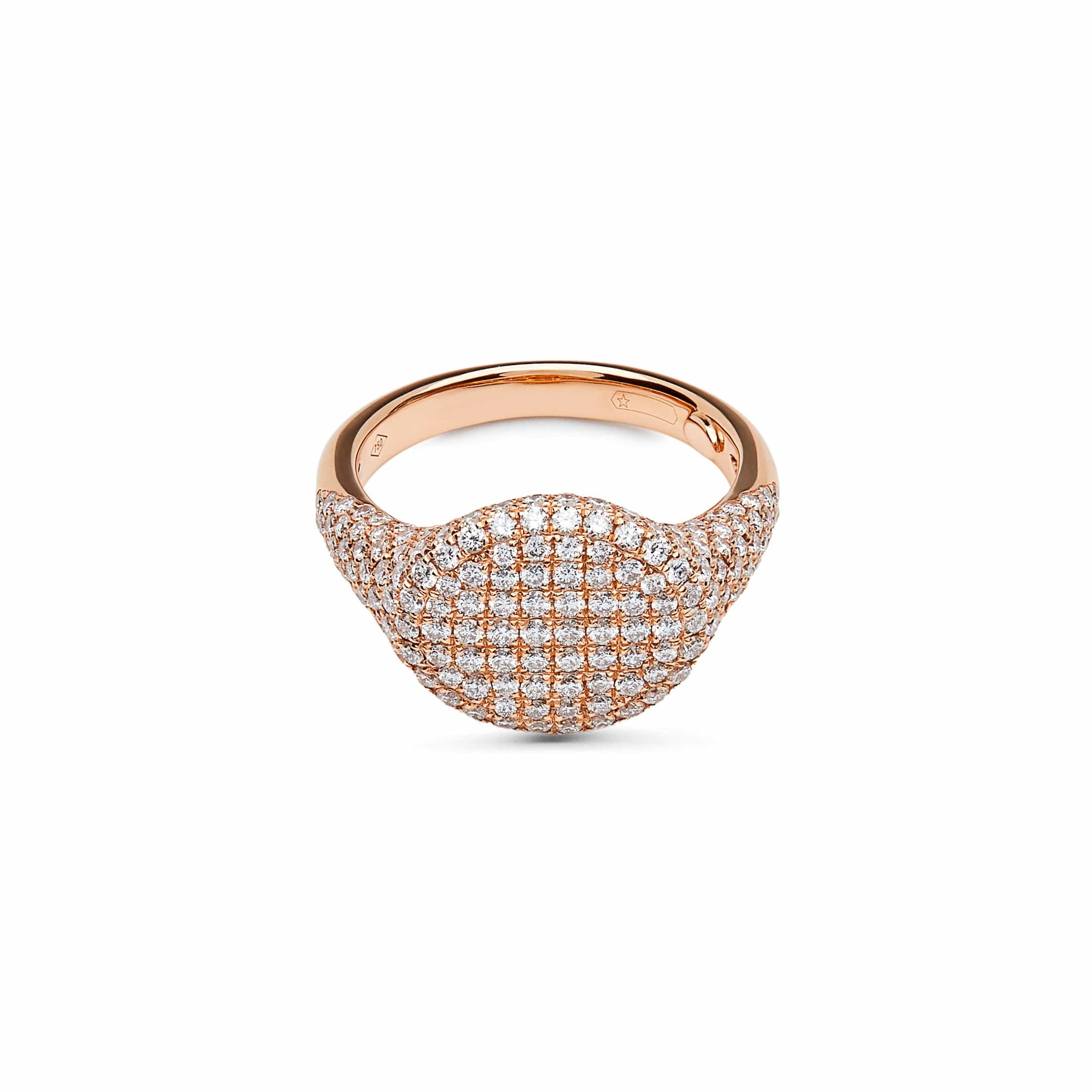 Rings Rose Gold Pave Diamond Set Signet Ring Wrist Aficionado