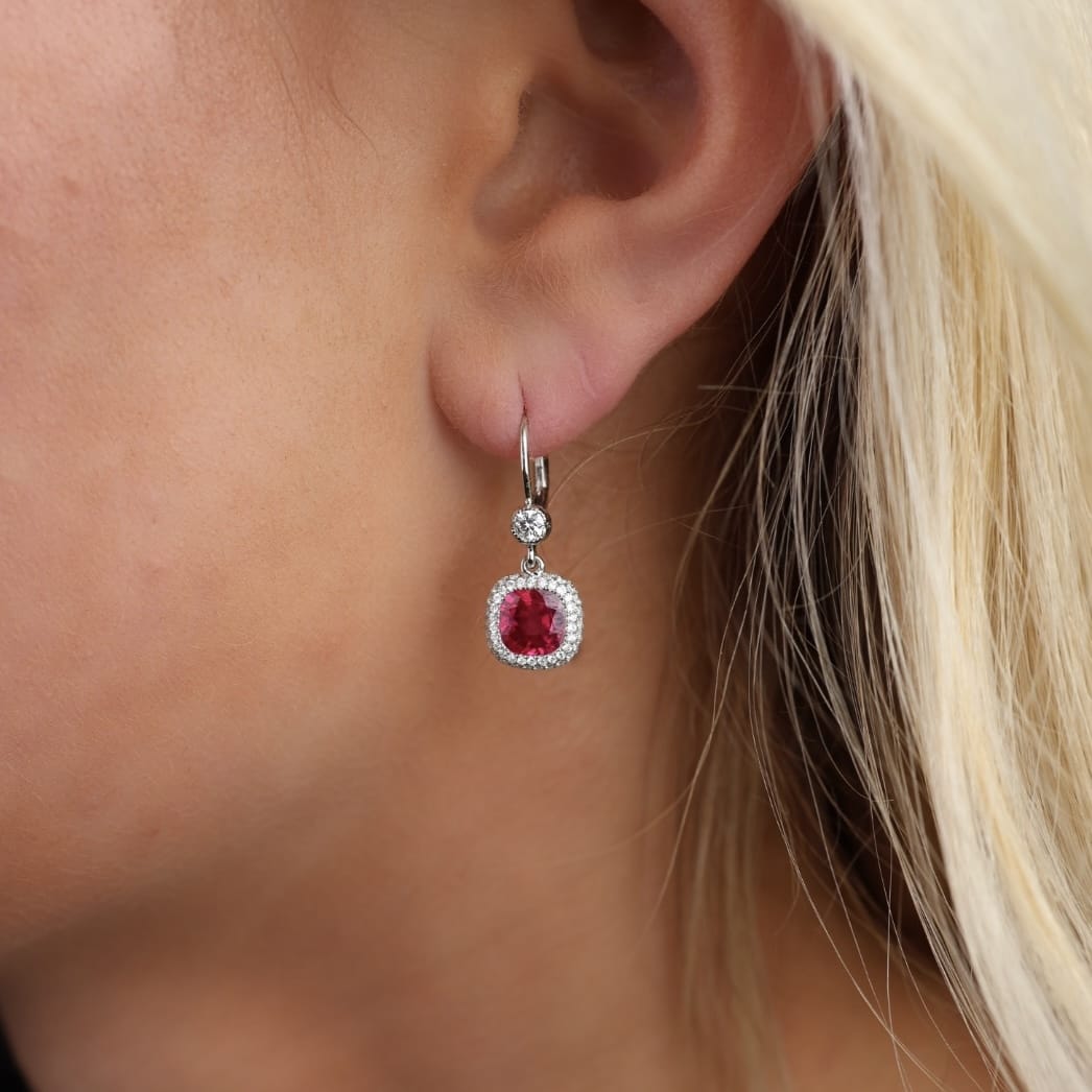 Ruby and Diamond Drop Earrings