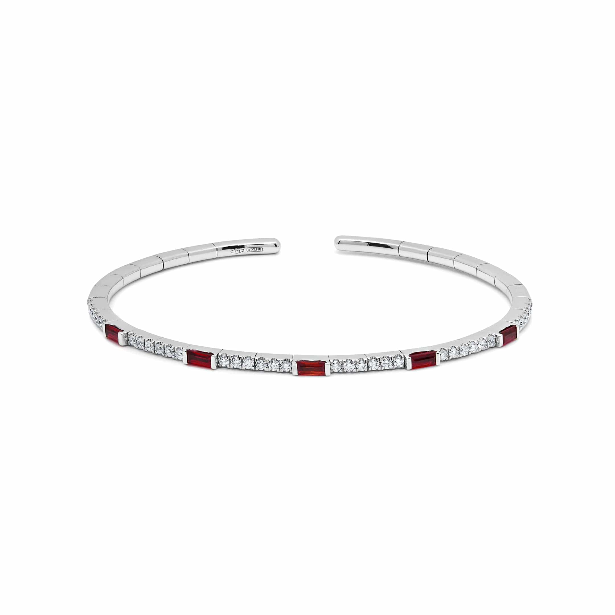 Ruby and Diamond Flexible Cuff Bracelet WG JBG257R 5B69