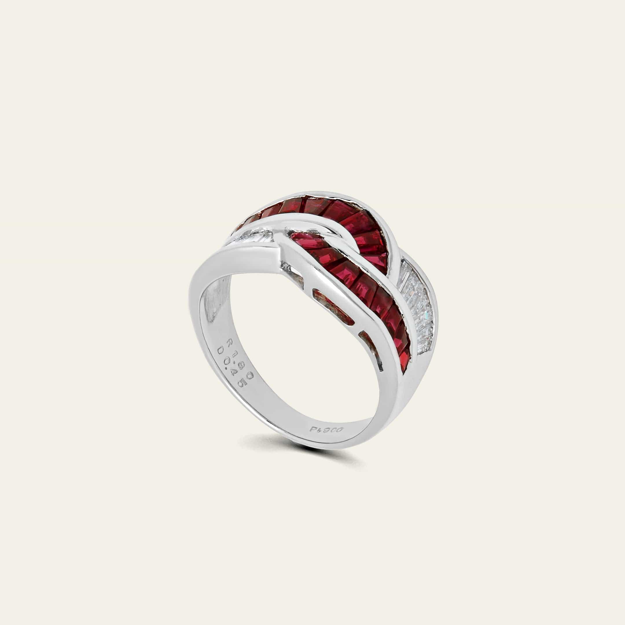 Ruby and Diamond Knot Ring