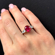 Oval Burma Ruby and Diamond Ring
