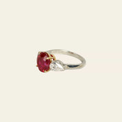 Oval Burma Ruby and Diamond Ring
