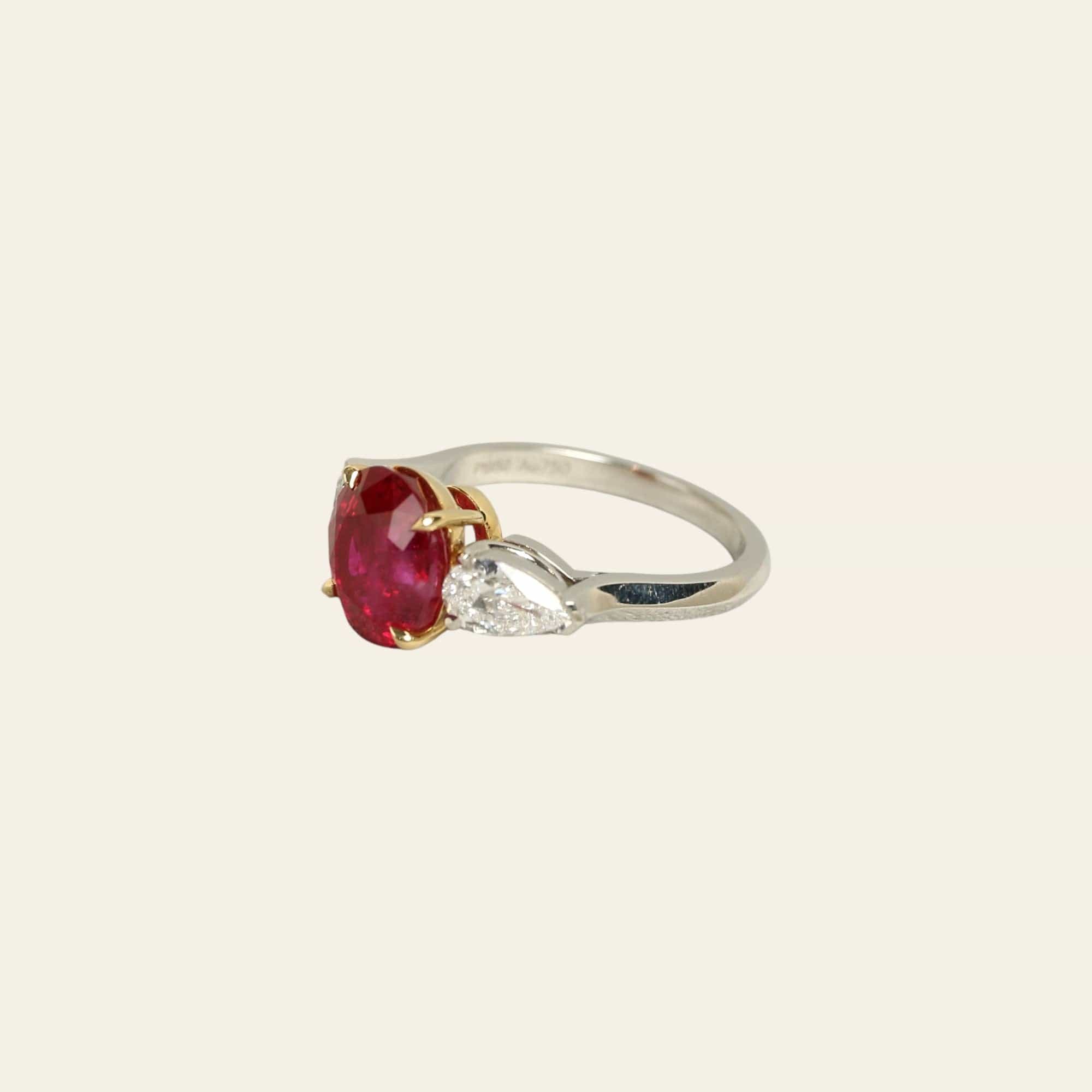 Oval Burma Ruby and Diamond Ring