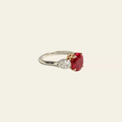 Oval Burma Ruby and Diamond Ring