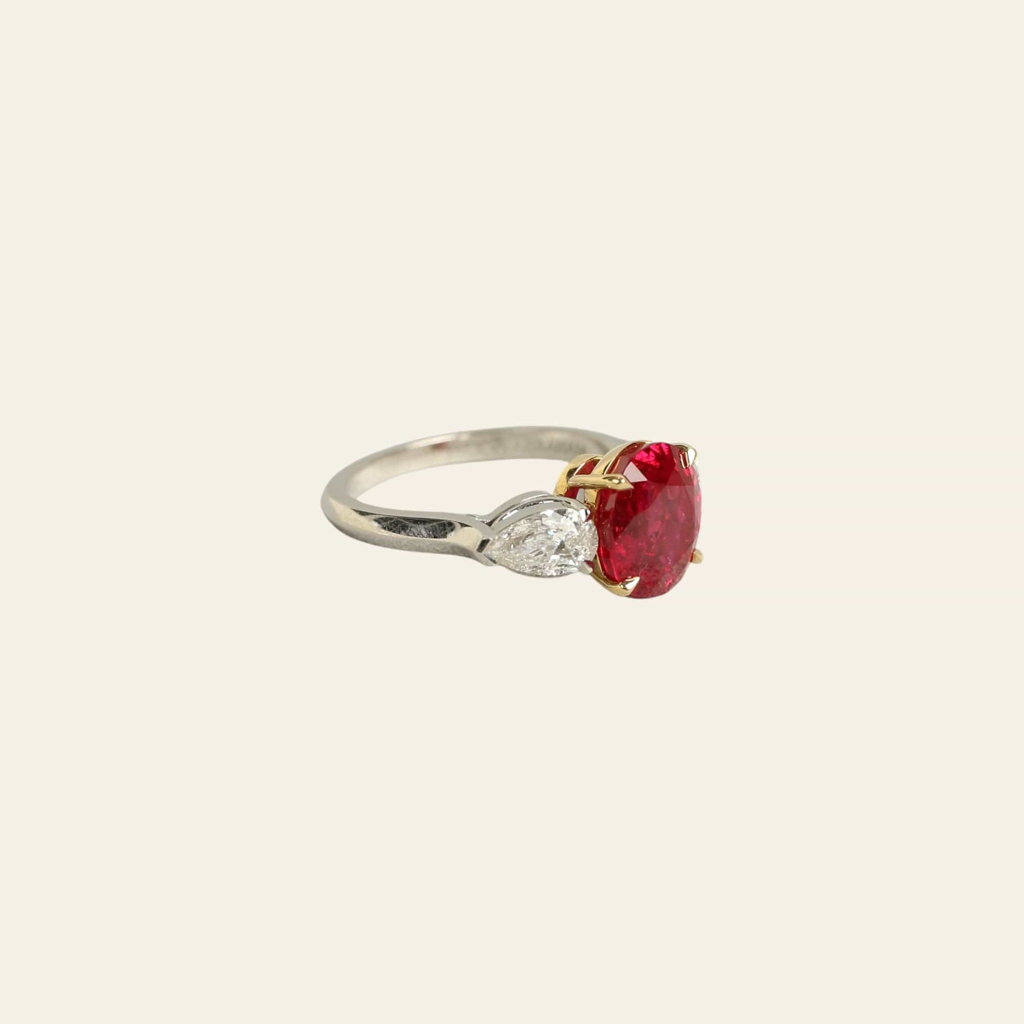 Oval Burma Ruby and Diamond Ring