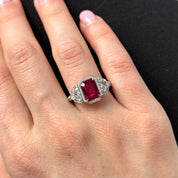 Emerald-Cut Ruby and Diamond Ring