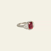 Emerald-Cut Ruby and Diamond Ring