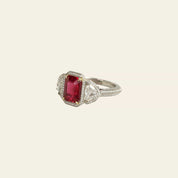 Emerald-Cut Ruby and Diamond Ring