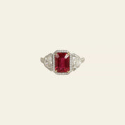 Emerald-Cut Ruby and Diamond Ring