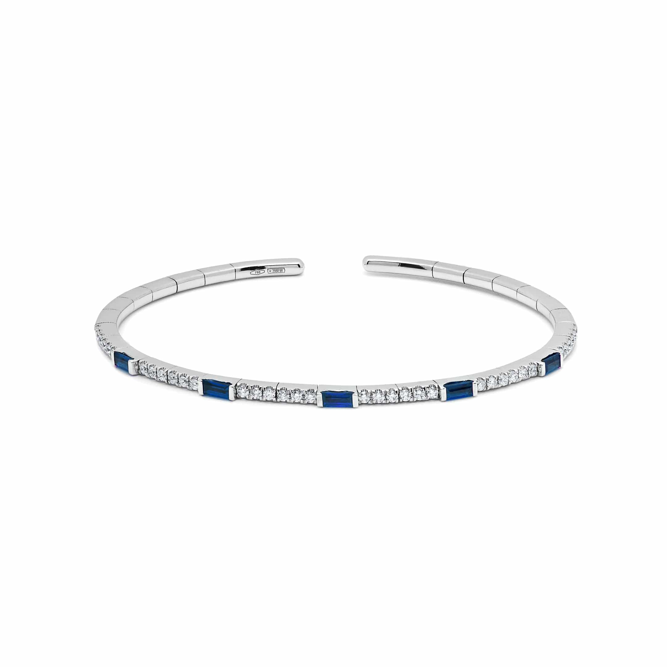 Sapphire and Diamond Flexible Cuff Bracelet