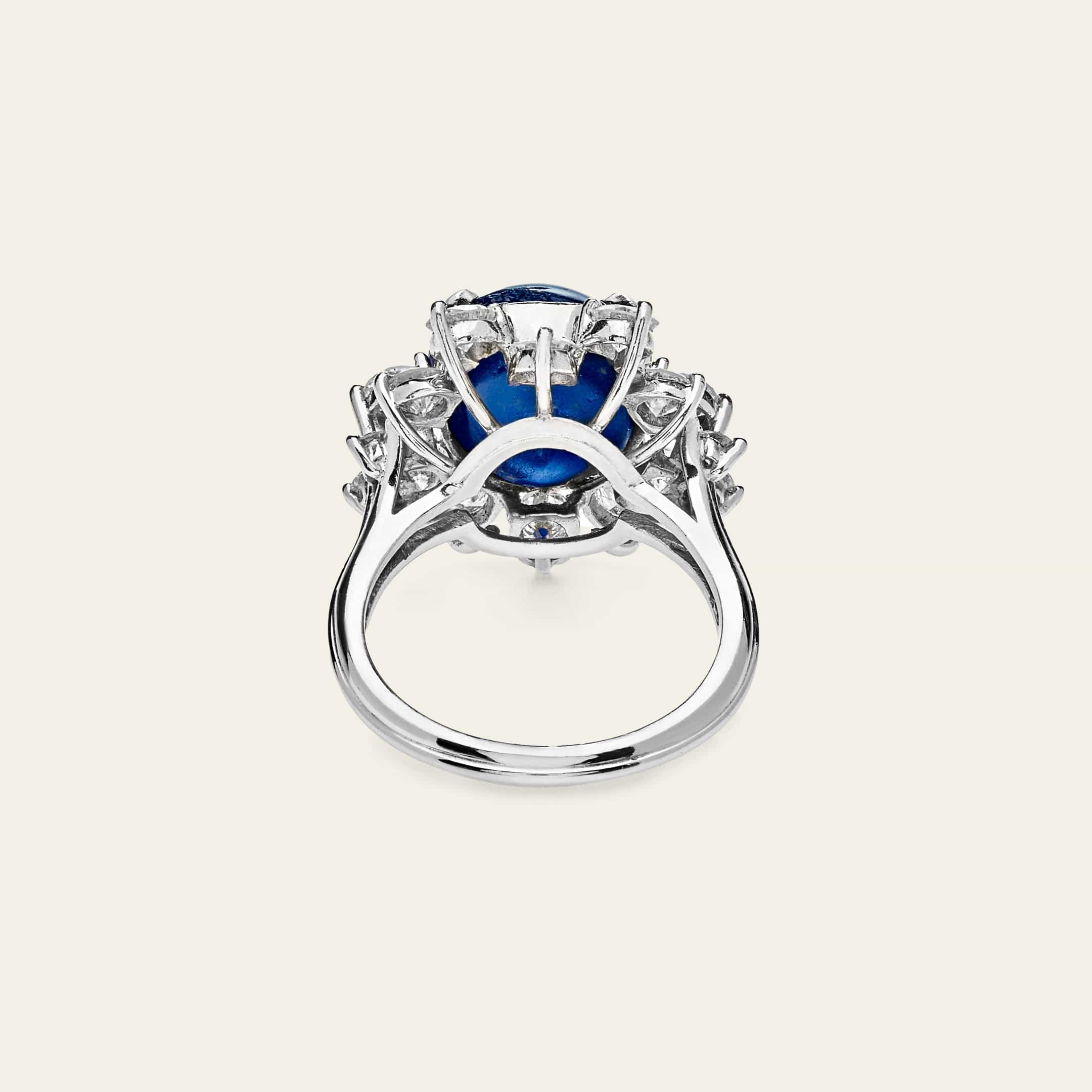Sapphire Cabochon Cut and Diamond Star Ring