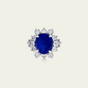 Sapphire Cabochon Cut and Diamond Star Ring