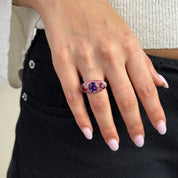 Sapphire & Ruby Three-Stone Ring