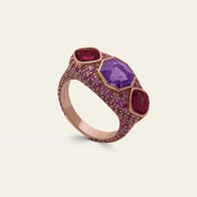Sapphire & Ruby Three-Stone Ring