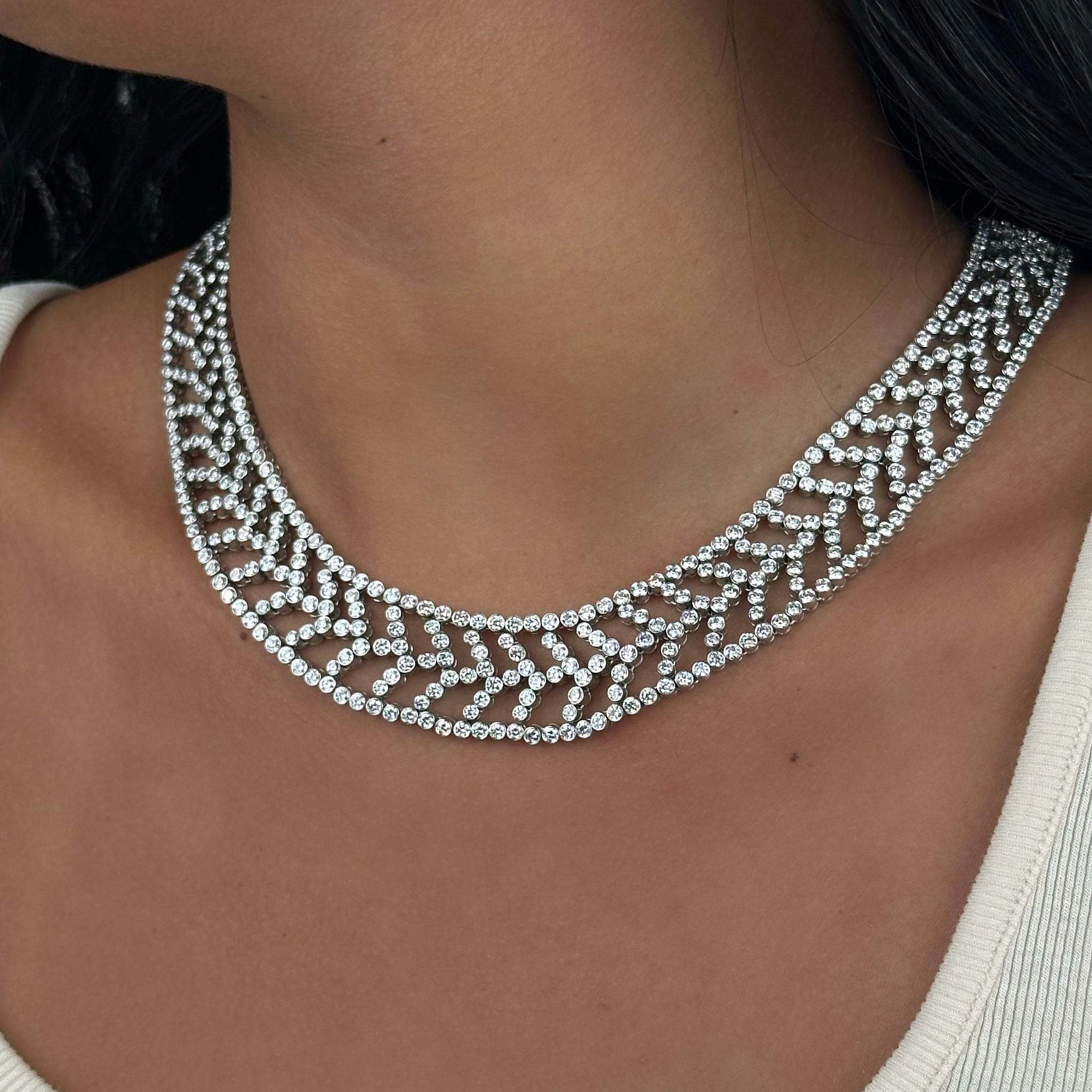 Tiffany & Co. Chevron Motif Diamond Necklace