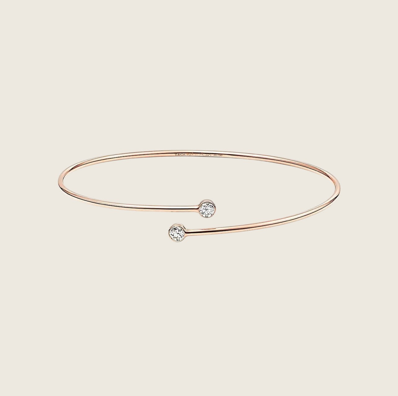 Tiffany & Co. Elsa Peretti Diamond Hoop Single Row Rose Gold Bangle