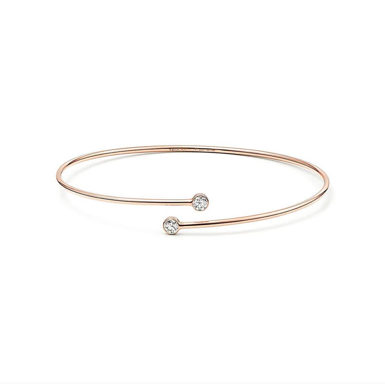 Tiffany & Co. Elsa Peretti Diamond Hoop Single Row Rose Gold Bangle Wrist Aficionado