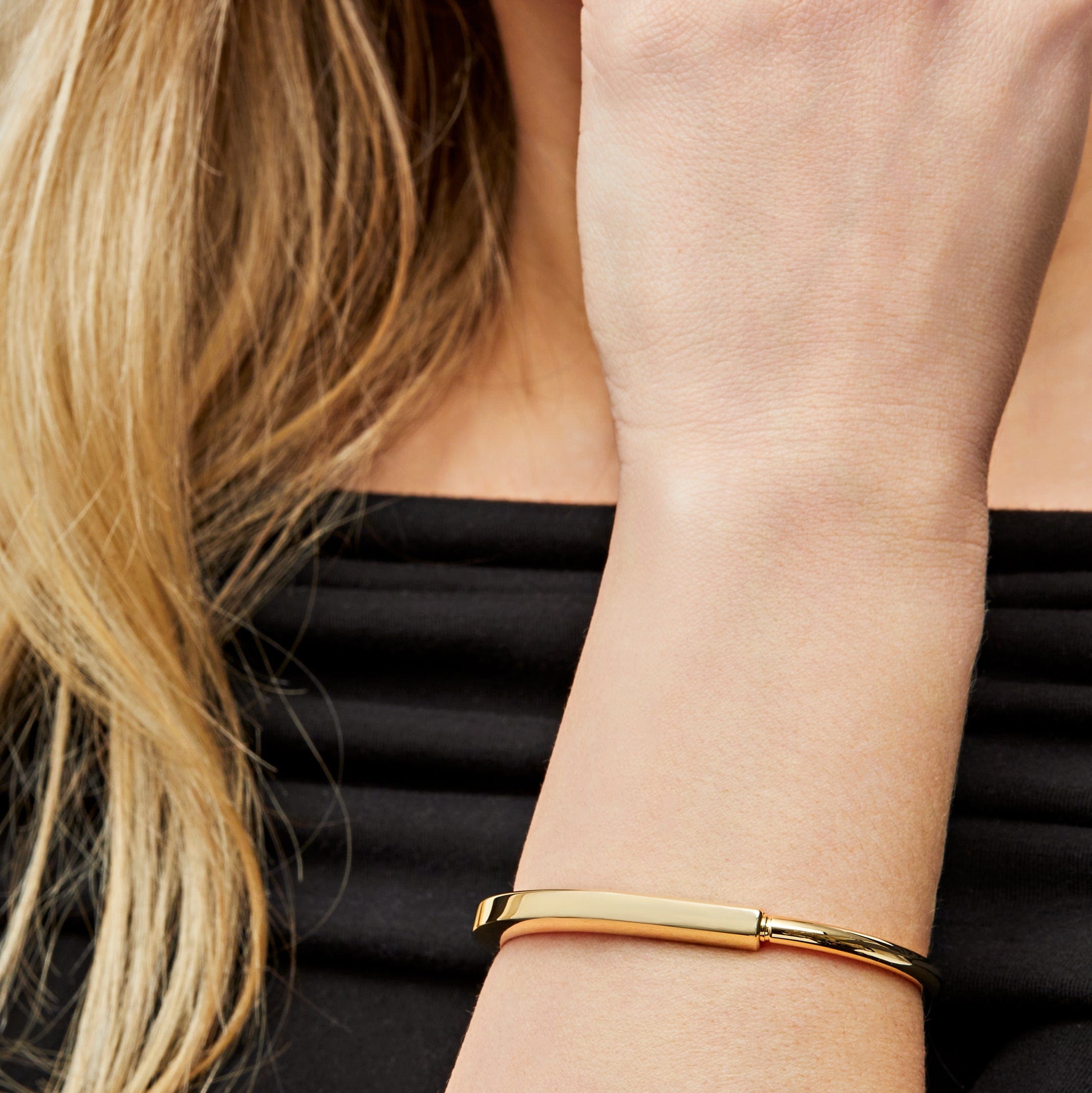 Tiffany & Co. 18K Yellow Gold Lock Bangle Bracelet | Stackable