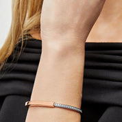 Tiffany & Co. Lock Bangle in Rose and White Gold with Half Pavé Diamonds