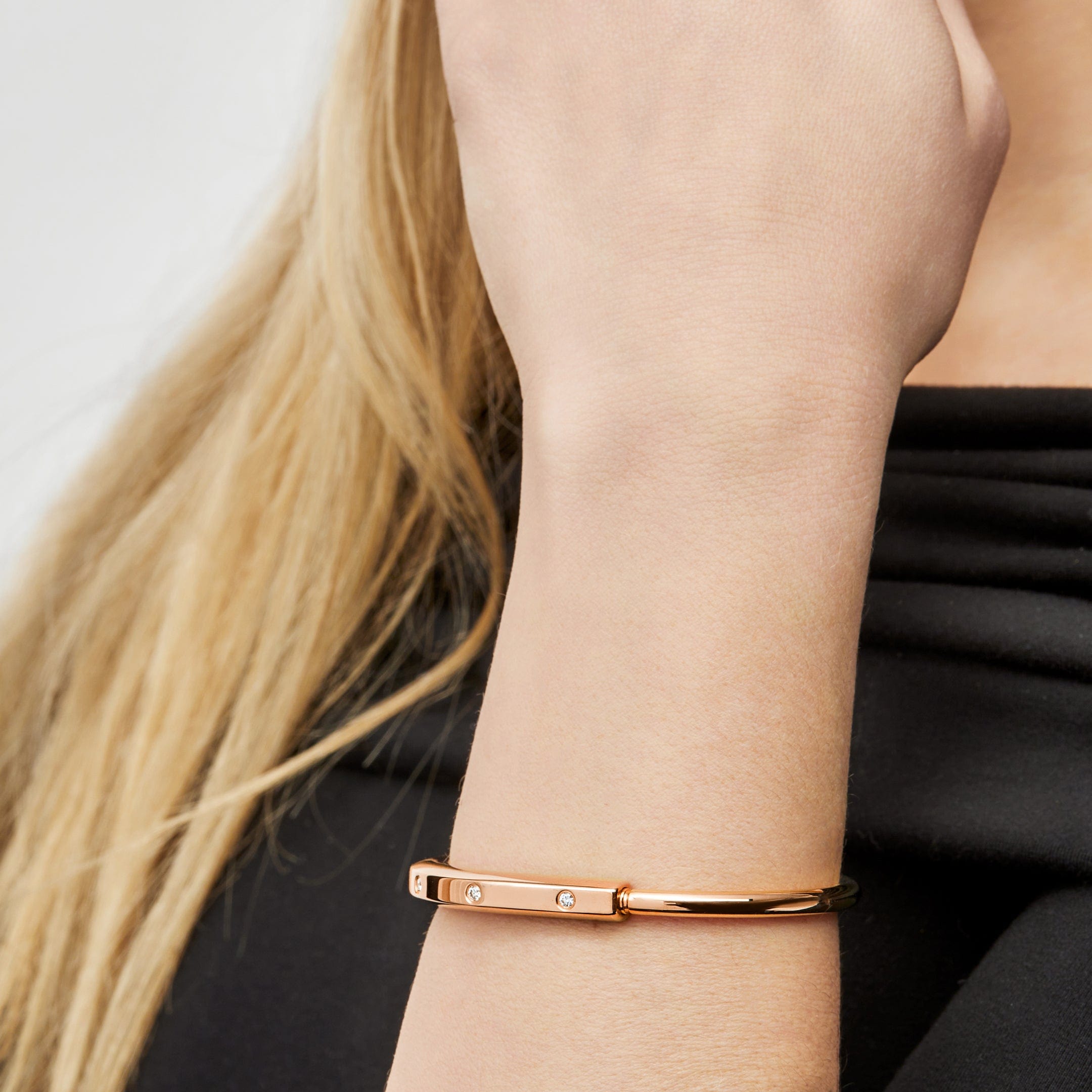 Tiffany & Co. Lock Bangle in Rose Gold with Diamond Accents