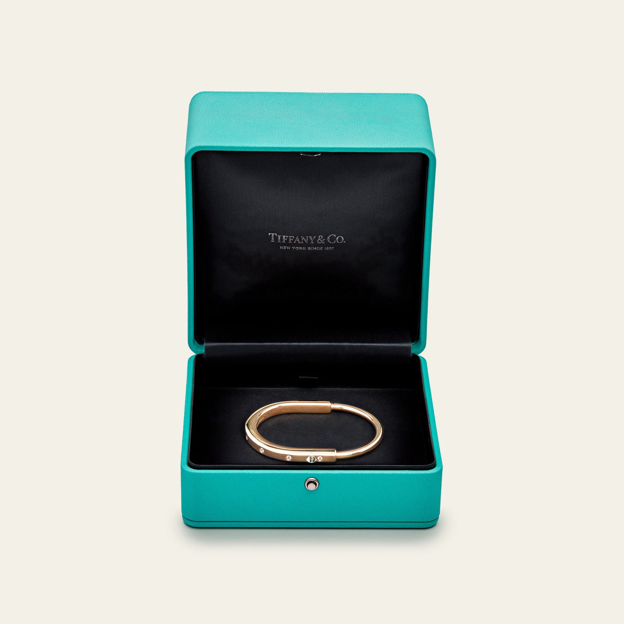 Tiffany & Co 18K White Gold Diamond Tiffany T Hinged Bangle