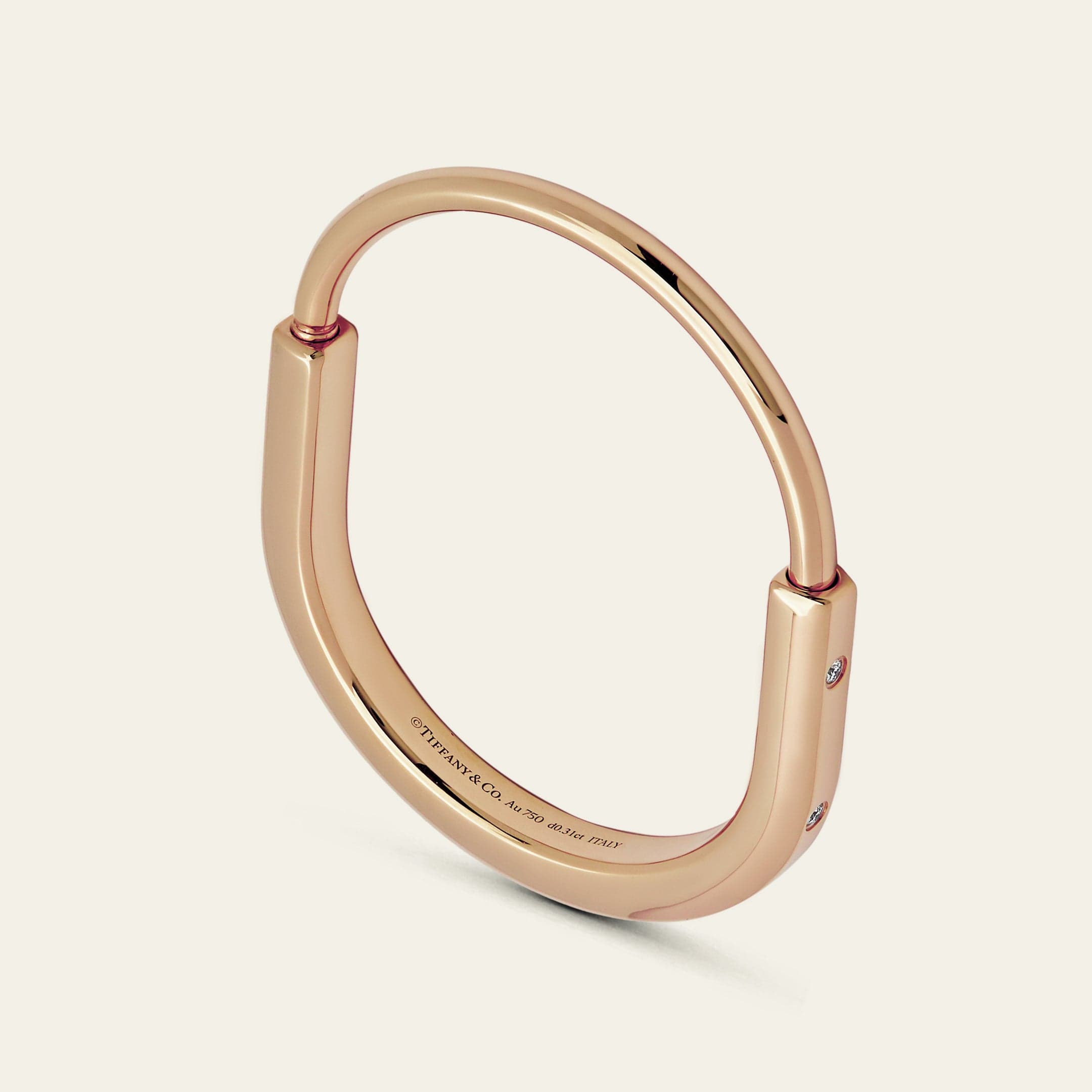 Tiffany & Co. Lock Bangle in Rose Gold with Diamond Accents