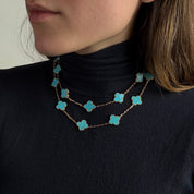 Van Cleef & Arpels Vintage Alhambra Necklace Turquoise Motifs Limited Edition