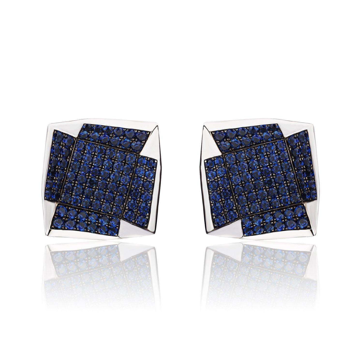 Cufflinks White Gold & Blue Sapphire Cufflinks Wrist Aficionado