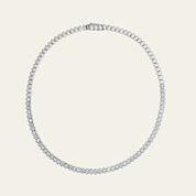 White Gold Bezel-Set Oval Diamond Tennis Necklace