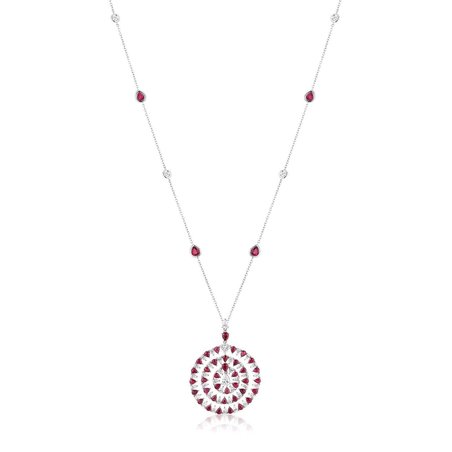 Necklace White Gold Diamond & Ruby Pendant Wrist Aficionado